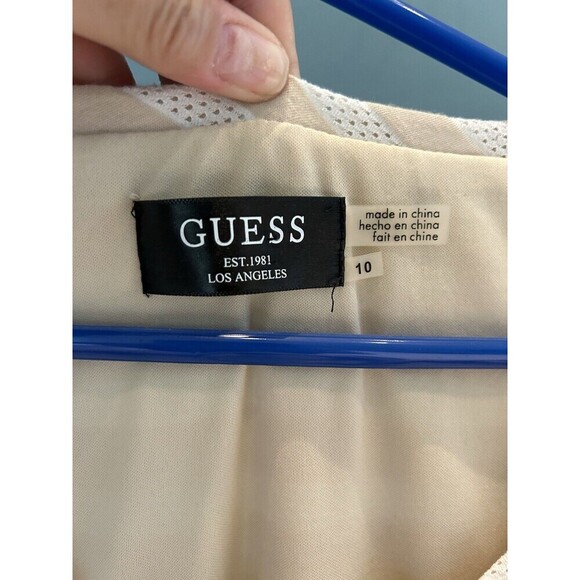 GUESS Hailey Side Ruched Striped Dress Cream/White Size 10 NWT - Picture 4 of 13